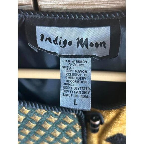 Indigo Moon Women's Outerwear Patchwork Jacket Green Yellow Black Size L - Picture 7 of 7